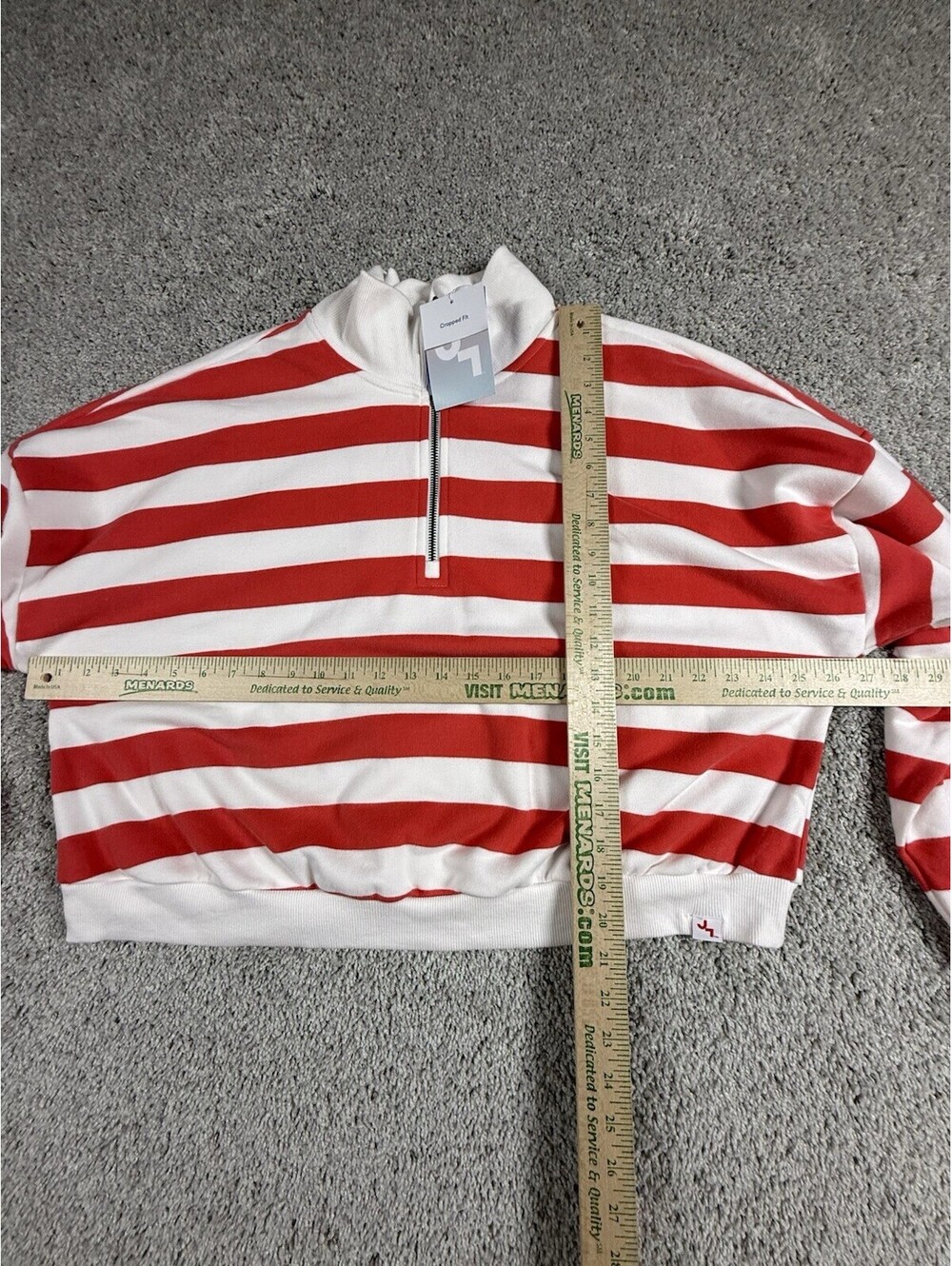 NWT JoyLab Women's Ultra Soft Sweatshirt XXL Striped - Red Berry & White Stripe - Picture 6 of 10